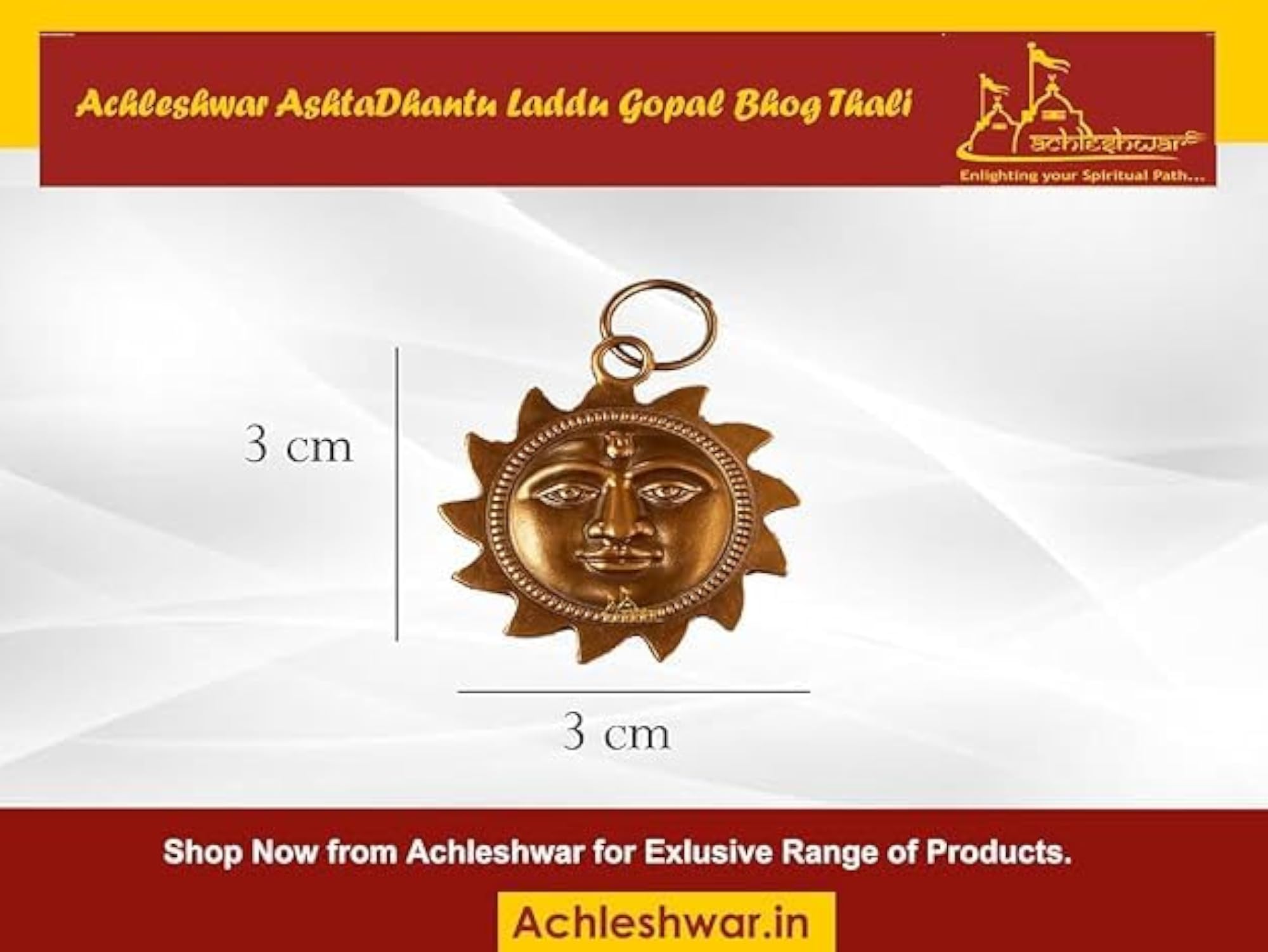 Unisex Sun Face Copper Pendant Locket Chain